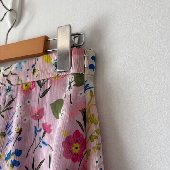 Zara Floral Satin Effect Asymmetric Midi Skirt Size XS - Picture 7 of 10